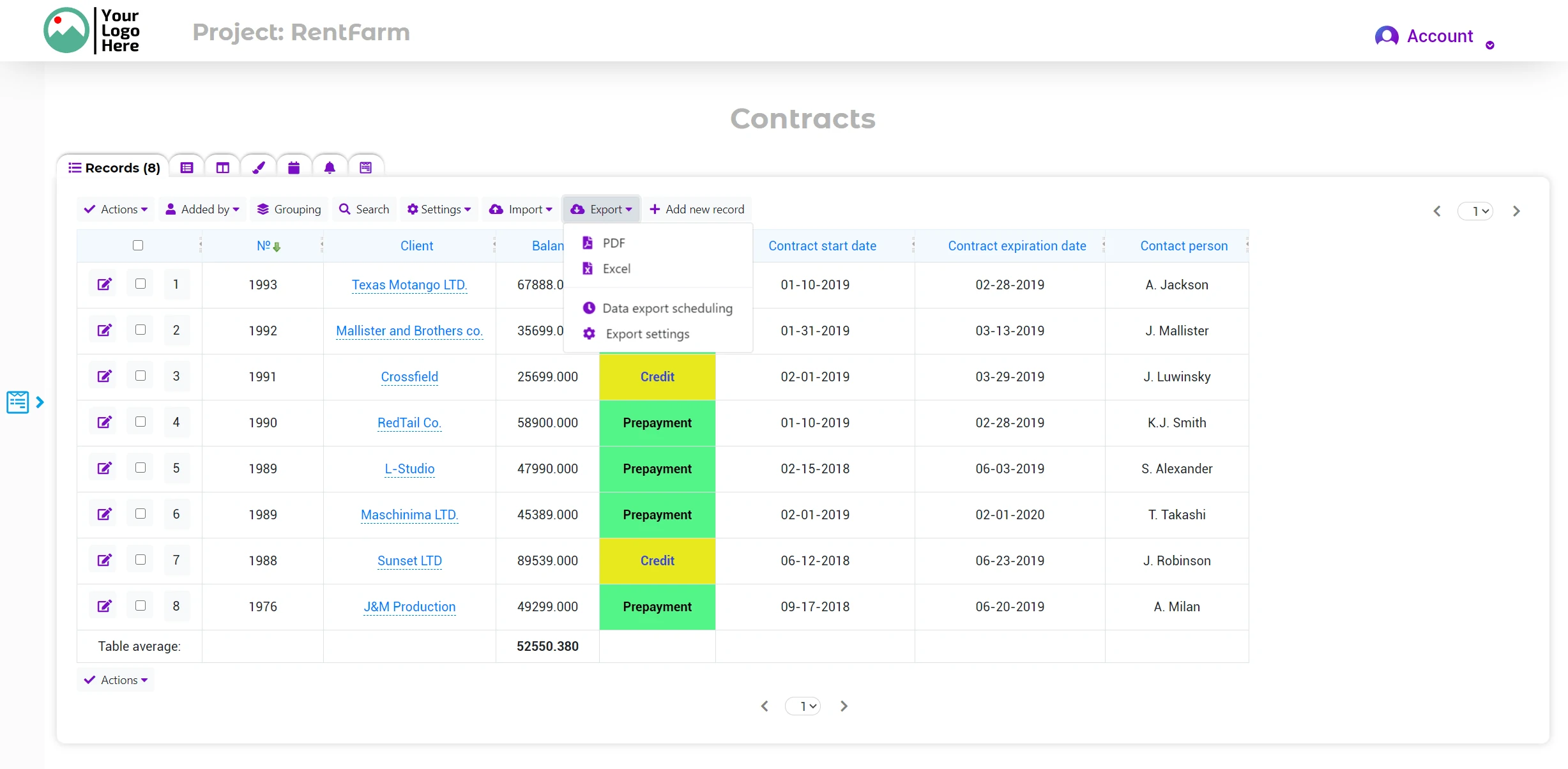 Import and Export data