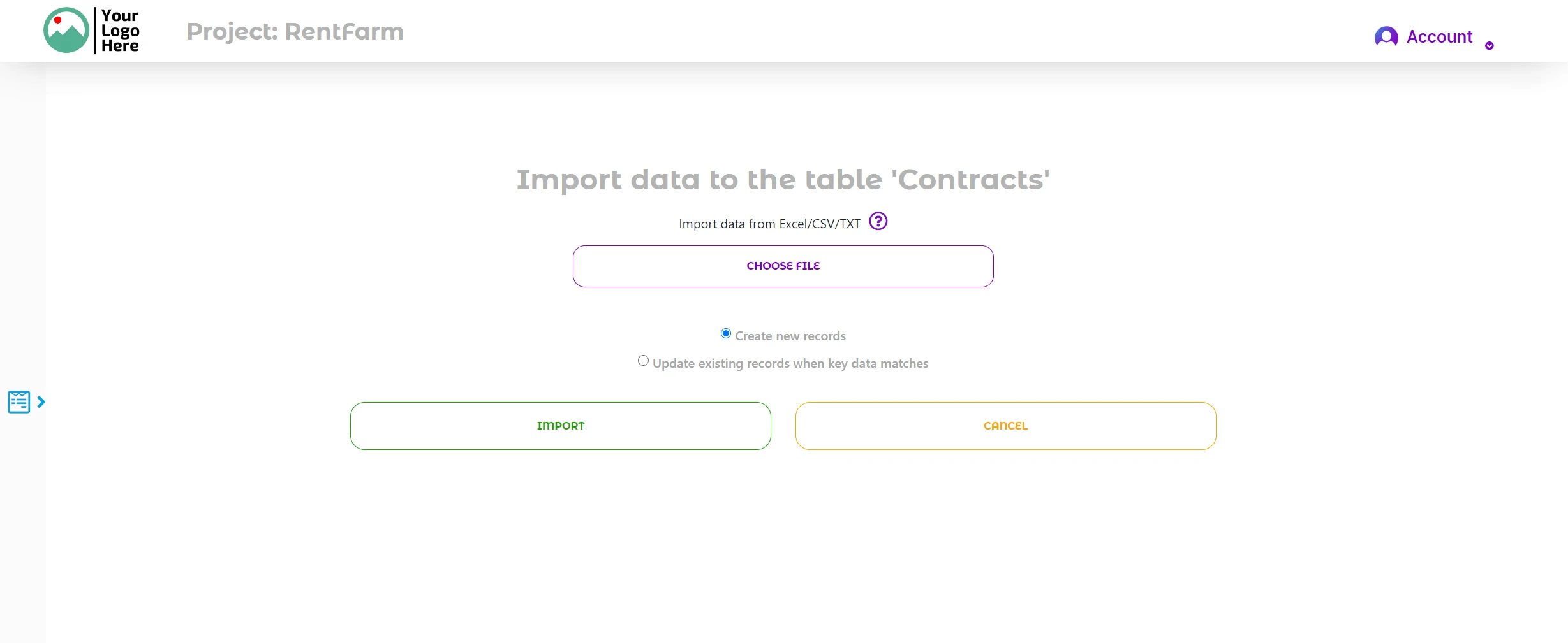 Import data from Excel/CSV/TXT
